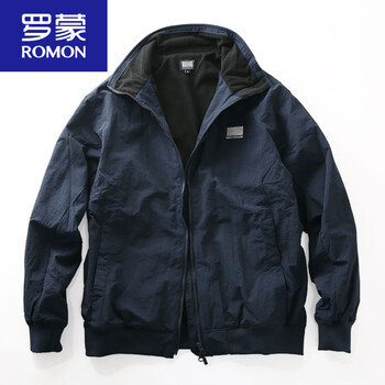 Romon autumn and winter men's outdoor sports warm stand-up collar lightweight polar fleece zipper cardigan jacket men's coat dark blue s