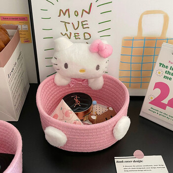 Fantasy cute kt cat storage basket desktop cosmetics storage box living room snacks toy sundries storage basket cat storage basket two pack