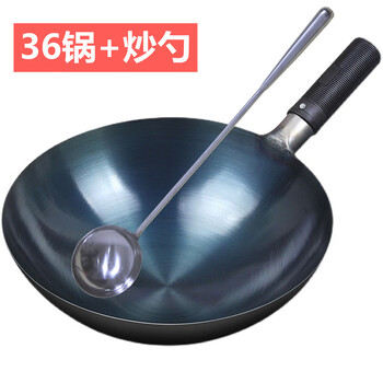 Tuojin imported quality chef iron pot from germany, non-stick pot, old-fashioned household cooking pot, gas stove, special restaurant, no _open pot + frying spoon 36cm