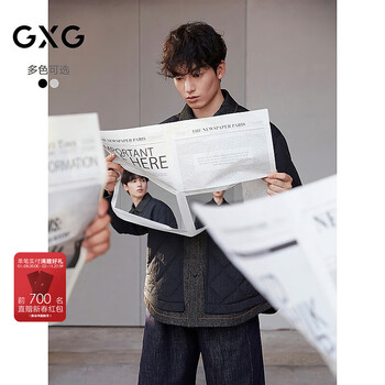 Gxg men's quilted denim splicing fake two-piece design cotton jacket casual jacket 25 years winter new black 1 down fill s