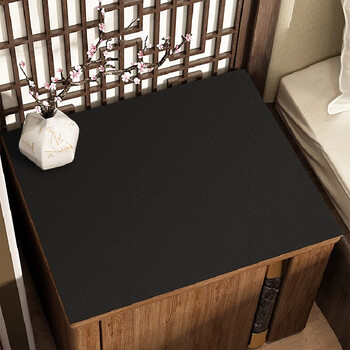 He jiagong grain cowhide pattern new chinese style bedside table protective mat leather cover is waterproof, oil-proof and easy to beat, black, environmentally friendly and odorless, high-end napa leather waterproof and dustproof 35*40cm bedside table mat