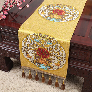Yusenyi high-end neoclassical luxury tablecloth wedding yellow 33*270cm