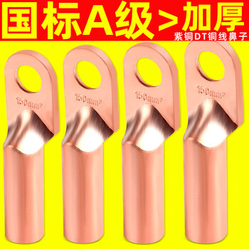 National standard dt copper wiring wire terminal wiring wire terminal 16/25/35/70/95/150/185/240 square copper wire wire national standard dt-185 square (10 pieces_pack)