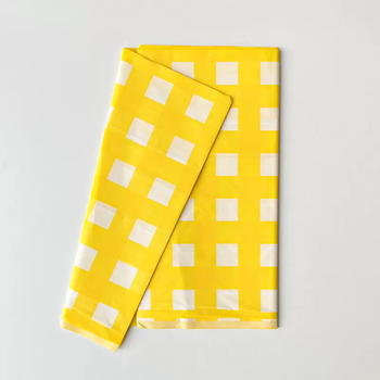 Yusenyi classroom graduation children's birthday party supplies dessert table disposable table cloth rectangular decoration table cloth yellow plaid 137x183cm
