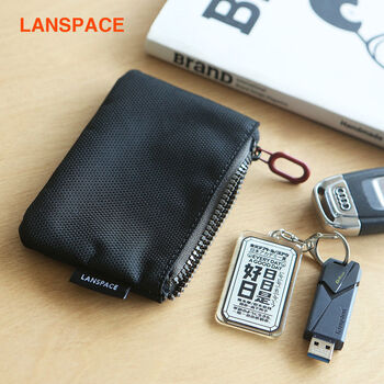 Lanspace blue leather coin purse zipper card holder nylon small wallet car key bag men and women portable black