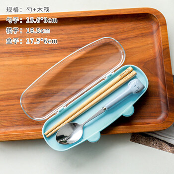 Tuojin imported high-quality chopsticks and spoons set from japan, children's chopsticks personal box, portable for primary school students to go to school, spoon and chopsticks set, blue cat