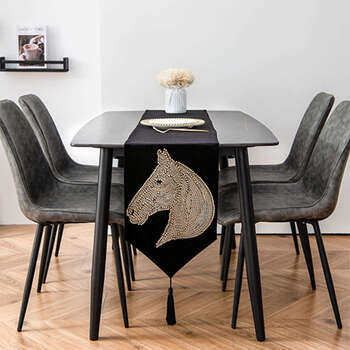 Yusenyi dining table and coffee table decorative long cloth strip high-end sideboard cover black 32x180cm 1.2m dining table not machine washable