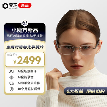 Superhexa ai smart glasses special edition titanium frameless model real-time translation ai free recording transcription summary using zeiss optical high-end lenses technology new year gift