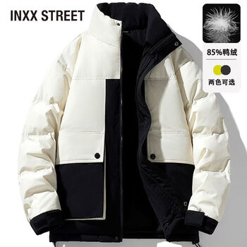 Inxx (inxx) inxx street new thickened down jacket 85 winter stand-up collar warm workwear simple versatile jacket white/black l recommended 125-140 pounds