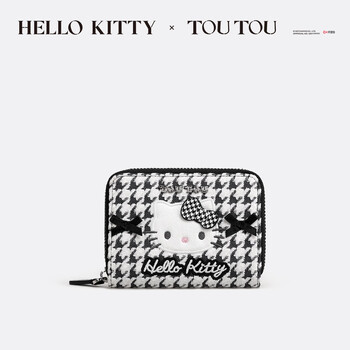 Toutouhellokitty hello kitty houndstooth thousand gold wallet storage card bag cute coin purse gift new year gift oreo black