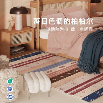 Jinghua bedside blanket bedroom retro light luxury high-level persian style corn velvet no-wash, wipeable and easy-care floor mat 2026 new style red 60cm*180cm fine velvet soft waxy skin friendly