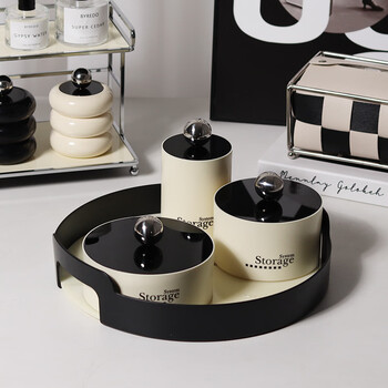 Yusenyi xeo style jewelry storage box lid metal ball storage jar white medium gold lid