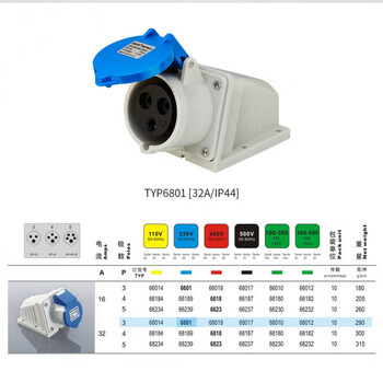 Weipu weipu 32 exposed industrial socket typ6801 typ6818 typ6823 three core four core five typ6801_32a three core 220v