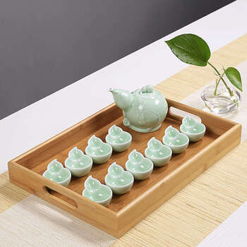 Yusenyi chinese wine glass set household ceramic wine set white wine cup antique wine divider yellow wine sake pot celadon small wine cup gourd 11-head gift box with bamboo plate