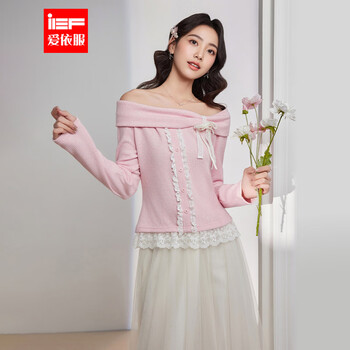 Ief/aiyifu 2026 spring new style french sweet, gentle and pure lust style one-shoulder design slim top light pink s