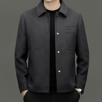 Kbxng jinba autumn and winter woolen jacket men's high-end casual lapel removable down liner woolen jacket gray m 170