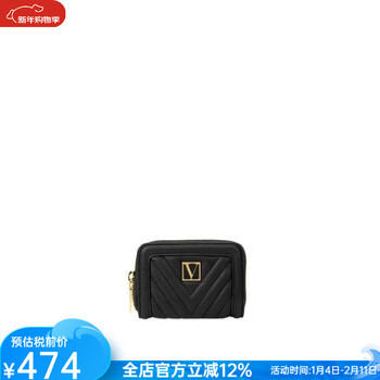 Victoria's secret victoria's secret small zipper wallet card holder fashionable multiple card slots compact, exquisite and portable black lily one size