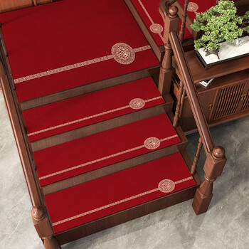 Fantasy chinese stair mat step mat villa anti-slip solid wood step anti-slip mat home customizable red stair mat jisong huatang f326 26x90cm