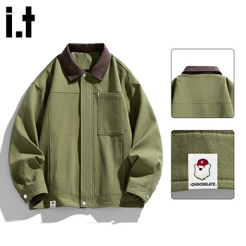 Chocoolateit trendy lapel jacket for men in autumn and winter, versatile, comfortable and relaxed casual jacket, olive 3xl