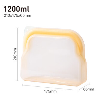Lock&lock thickened silicone seal bag kitchen refrigerator food grade fresh-keeping bag vegetable and fruit food supplement self-sealing packaging bag for home use cream yellow 1200ml