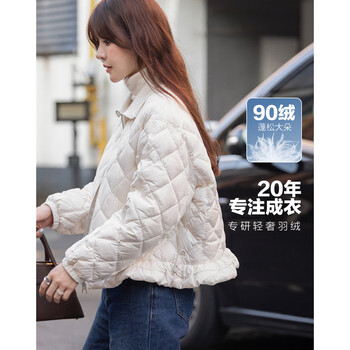 Demana 90 duck down winter matte stand collar four-layer craft splicing woolen collar ruffled elastic women's down jacket