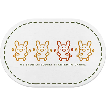 Yusenyi cartoon rabbit ins style rabbit year bathroom diatom mud water-absorbent non-slip bathroom floor mat shower door toilet foot mat happily 34cmx44cm (super absorbent and effective antibacterial)