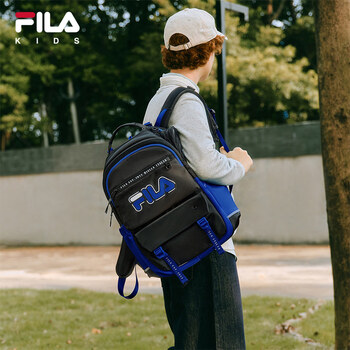 Fila children's accessories bag 2026 spring new men's and women's middle and large children's backpacks s size dark black-bk