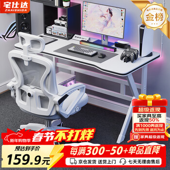 Zhaishida computer desk gaming desk desktop home game desk office desk simple study writing desk dnz-07 white carbon fiber 120*60cm-double wire hole