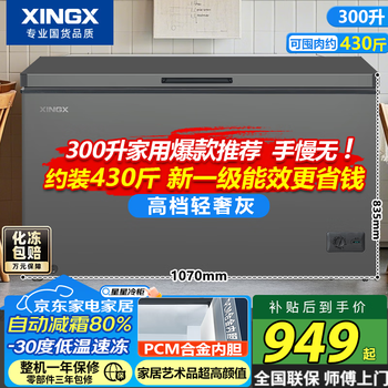 Xingx (xingx) 300 liter single temperature household freezer commercial large capacity no need for frequent defrosting refrigeration/freezing freshness energy-saving horizontal refrigerator bd/bc-300e/rl small refrigerator