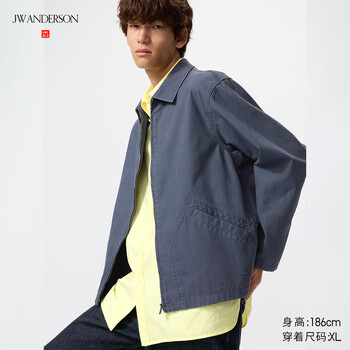 Uniqlo cooperation model/men's and women's casual zipper jacket/coat jacket 484249 67 navy blue l