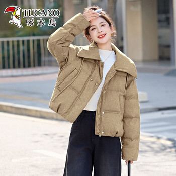 Woodpecker's beautiful casual short down jacket for women winter 2026 new style korean style jacket for small people popular this year milk tea color s