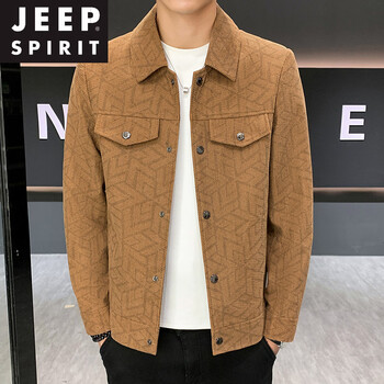 Jeep spirit jacket men's 2026 spring and autumn new korean style slim fashionable lapel jacket young handsome casual men's wear orange 2xl