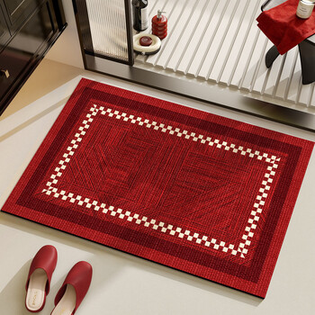 Yong huan new bathroom floor mat water-absorbent non-slip mat new year red bathroom mat bathroom door diatom mud foot mat yunjian red sandalwood newly upgraded antibacterial diatom mud 50x150cm water-absorbent and non-slip