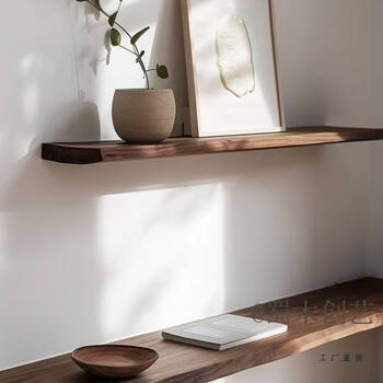 Fantasy black walnut color laminate one-word partition storage shelf display wall display storage wall bookshelf length 50 width 20 thickness 3cm