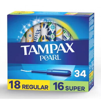 American tampax pearl cotton strips with long catheter for sports and swimming, 34 pieces of pearls - long catheter - mixed 18 in 16 large others