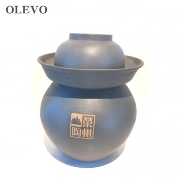Olevo sichuan authentic pickle jar old-fashioned earthenware pickle jar household unglazed pickle jar sichuan pickle jar 10 pounds handmade unglazed pickle jar (with inner cover)