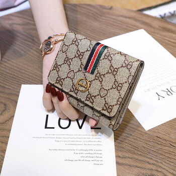 Women's wallet women's folding short card holder 2025 new style fashion simple niche design multiple card slots gray 12 card slots