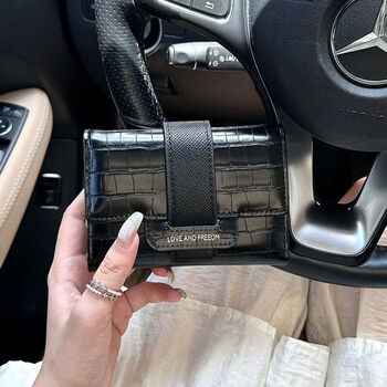 Wallet and card holder integrated niche document storage large capacity wallet ins style fashionable short coin purse black anti-degaussing upgraded version