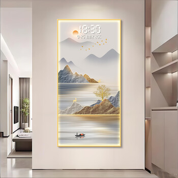 Seven painters led lights digital display entrance wall decoration painting entrance hanging painting corridor aisle hanging painting living room landscape new high-end sense t135822 50*100 (recommended 0.7-0.8 meter wall) ordinary model without lights high-definition texture canvas + thickened brushed aluminum alloy frame light luxury gold frame black frame preparation