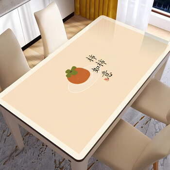 Caizhi rice desktop protective mat table cloth no-wash oil-proof waterproof anti-scalding soft glass table mat light luxurious dining table mat coffee table it is persimmon - upgraded and thickened version. can be in direct contact with food width and length 85*140cm..