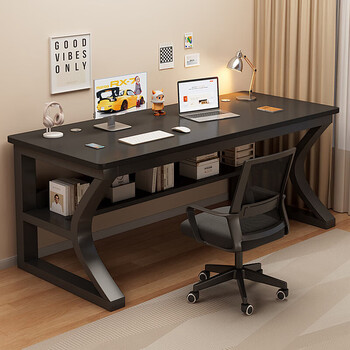 Humanity chengjia solid wood computer desk desktop simple desk home office e-sports game table bedroom work study writing desk upgraded thickening reinforcement black 120*60cm single desk