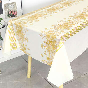 He jiagong stone cloth disposable tablecloth rectangular flower blossoms and wealth tea restaurant hotel restaurant round table waterproof thickened tablecloth stone cloth flower blossoms wealth rectangular 1.2x1.8m 10 sheets