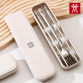 Two-person tianli german imported quality portable tableware three-piece set stainless steel set storage box student chopsticks fork spoon 304 chopsticks spoon fork white 3-piece set