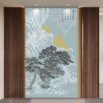 Fantasy new chinese landscape painting wallpaper living room entrance sofa background wall wallpaper hotel box tea room wall 3d mural private customization 23 models high-end microcrystalline porcelain 32d mural
