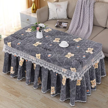 Fantasy electric stove hood new thickened stove coffee table rectangular household electric stove heating quilt table cover square 90x90 high 68 cm big ear rabbit anti-static double-sided velvet plus velvet thickening)