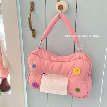 Fantasy tissue box wall-mounted tissue box tissue hanging bag bathroom storage hanging paper tissue box car tissue bag new style + peach very good rua soft