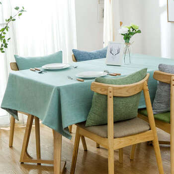 Yusenyi thick color tablecloth coffee table dining table rectangular linen orange 90x90cm