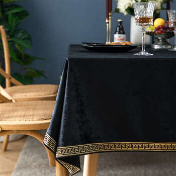 Yusenyi black edge tablecloth tablecloth rectangular velvet simple custom-made black (glossy) chenille edge 135x240cm