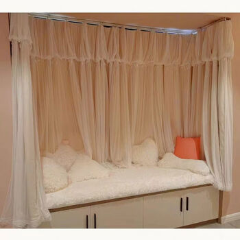 Zhengyuanxi internet celebrity style princess style u-shaped blackout girl's room tatami ins2024 new blackout hook curtain 3.5 meters wide * 1.8 meters high 1 piece beige hook type
