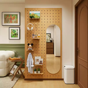 Yusenyi solid wood entrance door hole board storage rack dressing mirror integrated custom storage and blocking meter box full body mirror (plate upgrade does not increase the price) e0 level high load-bearing and more environmentally friendly
